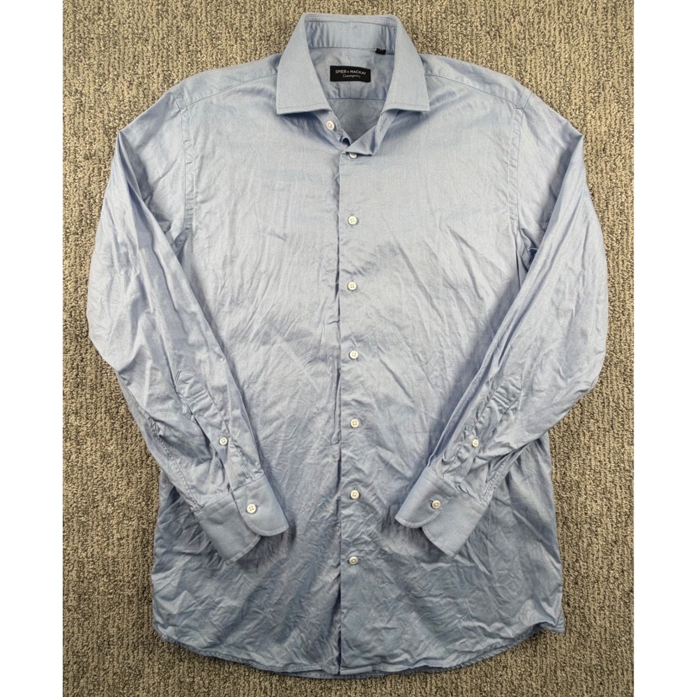 Spier & Mackay Dress Shirt Mens 15.5 33 Blue Contemporary Fit Cotton Long Sleeve